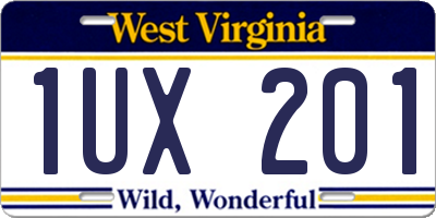 WV license plate 1UX201