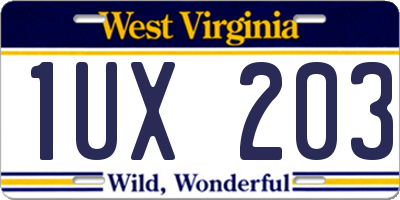 WV license plate 1UX203
