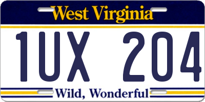 WV license plate 1UX204