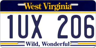WV license plate 1UX206