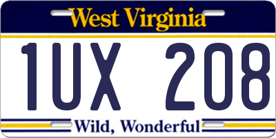 WV license plate 1UX208