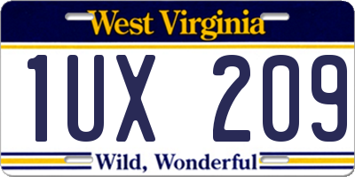 WV license plate 1UX209