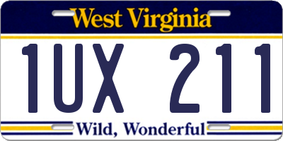 WV license plate 1UX211