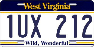 WV license plate 1UX212