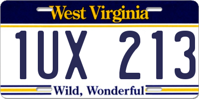 WV license plate 1UX213