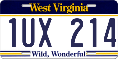 WV license plate 1UX214