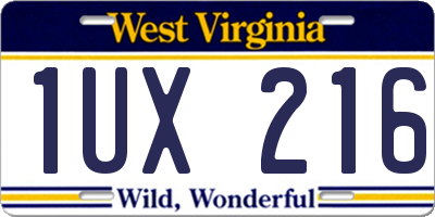 WV license plate 1UX216