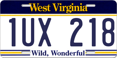 WV license plate 1UX218