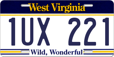 WV license plate 1UX221