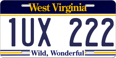 WV license plate 1UX222