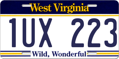 WV license plate 1UX223