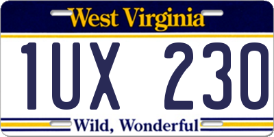 WV license plate 1UX230