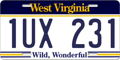 WV license plate 1UX231
