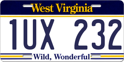 WV license plate 1UX232