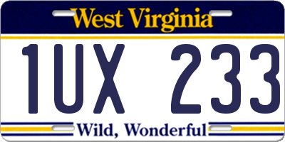 WV license plate 1UX233