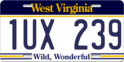 WV license plate 1UX239