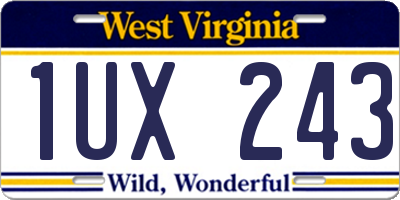 WV license plate 1UX243