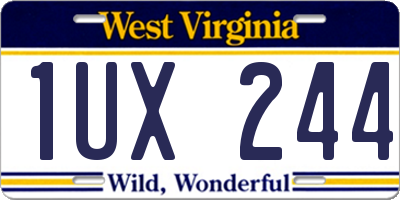 WV license plate 1UX244