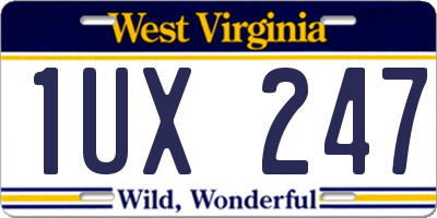 WV license plate 1UX247