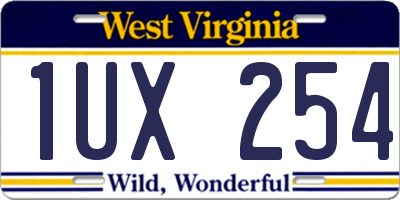 WV license plate 1UX254