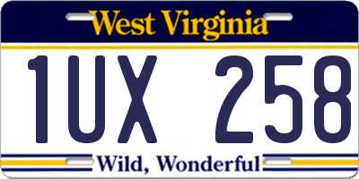 WV license plate 1UX258