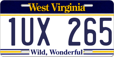 WV license plate 1UX265