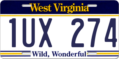 WV license plate 1UX274