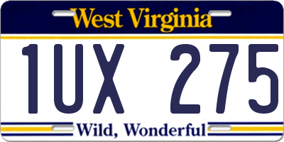 WV license plate 1UX275