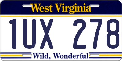 WV license plate 1UX278