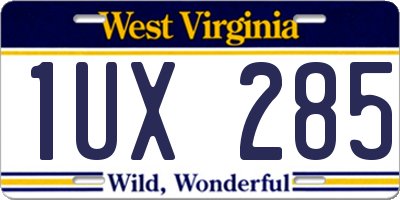 WV license plate 1UX285