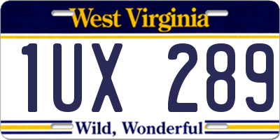 WV license plate 1UX289