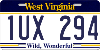 WV license plate 1UX294
