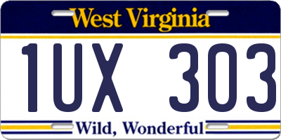 WV license plate 1UX303
