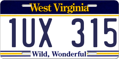 WV license plate 1UX315