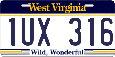 WV license plate 1UX316
