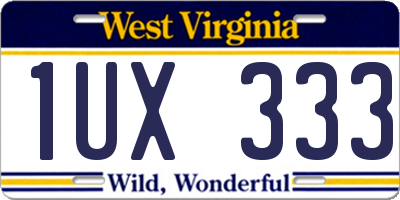 WV license plate 1UX333