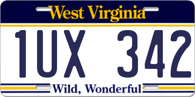 WV license plate 1UX342