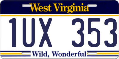 WV license plate 1UX353