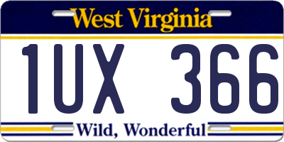 WV license plate 1UX366