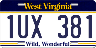WV license plate 1UX381