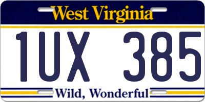 WV license plate 1UX385