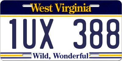 WV license plate 1UX388