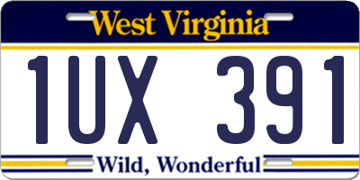 WV license plate 1UX391