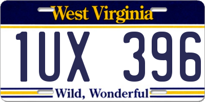 WV license plate 1UX396