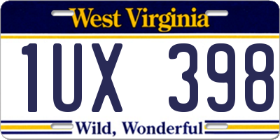 WV license plate 1UX398
