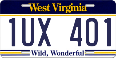 WV license plate 1UX401