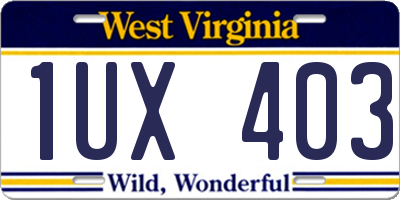 WV license plate 1UX403