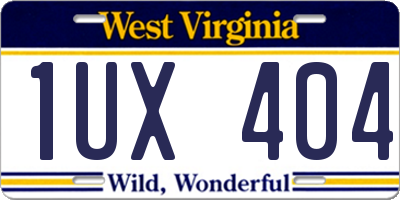 WV license plate 1UX404