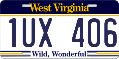 WV license plate 1UX406