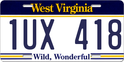 WV license plate 1UX418